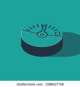 Isometric Speedometer icon isolated on green background.  Vector Illustration