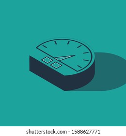 Isometric Speedometer icon isolated on green background.  Vector Illustration