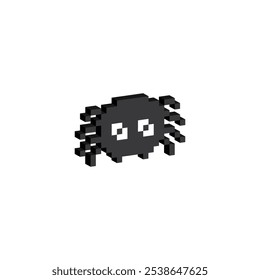 isometric spider icon 8 bit, pixel art halloween spider icon for game logo.