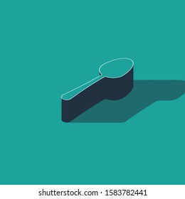 Isometric Spoon icon isolated on green background. Cooking utensil. Cutlery sign.  Vector Illustration