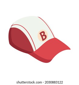 Isometric sport baseball composition with isolated image of ball cap vector illustration