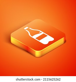 Isometric Sport bottle with water icon isolated on orange background.  Vector