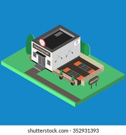 Isometric sport build vector isolated. Fencing hall and outdoor isometric training scene. 3D sport location. Illustration of isometric sport hall vector. Flat style objects for app, game, design