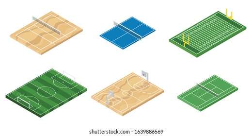 Isometric sport fields vector illustration isolated on white background