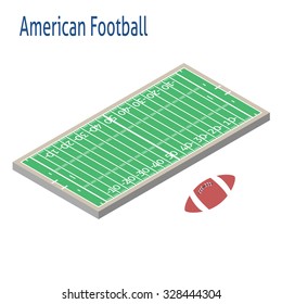 Isometric sport object. American football playground isolated on white. Sports infrastructure vector. Rugby field and ball vector