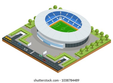 Isometric Sport stadium. Football Soccer Stadium Building vector illustration.