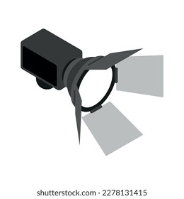 Isometric spotlight against white background vector illustration