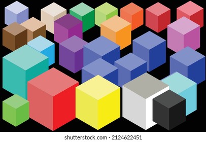 Isometric square background with various colors