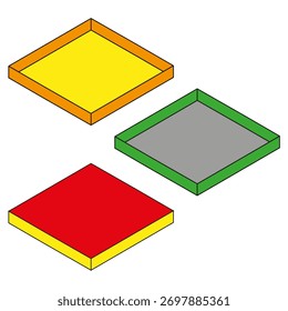Isometric square blocks. Colorful dimensional shapes. Geometric objects Vector. Perspective three D design. EPS 10.