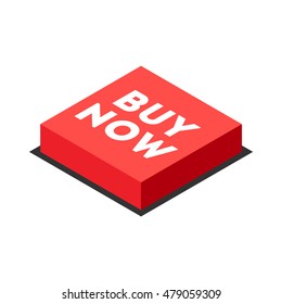 Isometric Square Button Of Buy Isolated In White Background