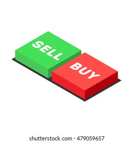 Isometric Square Button Of Buy And Sell Isolated In White Background