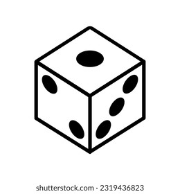 Isometric Square Dice Outline Icon Vector Illustration