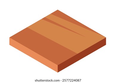 Isometric square land plot with brown area. Soil with layers. Vector illustration isolated on white background