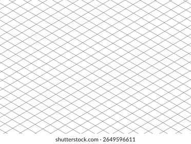 Grade isométrica ao quadrado. Modelo de folha de bloco de anotações em branco. Padrão de tipografia matemático para fazer a produção de notebooks para a escola e a educação. Guias de linha preta. Fundo da perspectiva 3d imprimível.