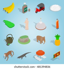 Isometric sri-lanka icons set. Universal sri-lanka icons to use for web and mobile UI, set of basic sri-lanka elements vector illustration