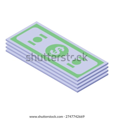 Isometric stack of banknotes symbolizing investment, profit, and economic prosperity