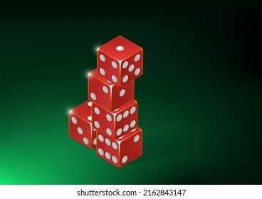 Isometric stack of red dice