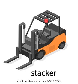 Isometric stackers icon. Technical equipment warehouse.
