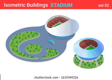 Isometric Stadium flat vector collection