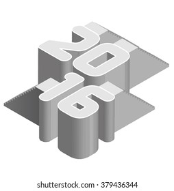 Isometric stair font. 
2016