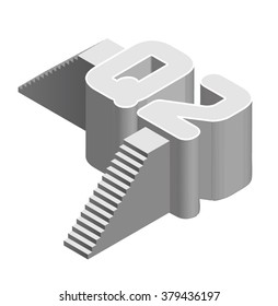 Isometric stair font. 
Letter Q and number 2