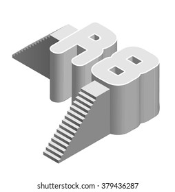 Isometric stair font. 
Letter R and number 8