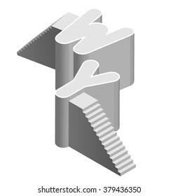 Isometric stair font. 
Letters W and Y