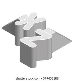 Isometric stair font. 
Letters X and Z