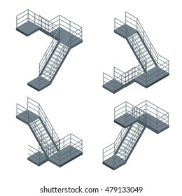 Isometric staircase. Flat 3d illustration. For infographics and design 