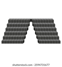 Isometric stairs icon. Abstract black blocks. Geometric perspective shape. Vector 3D design. EPS 10.