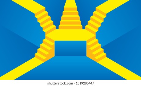 Isometric stairway design, minimal concept, vector illustration