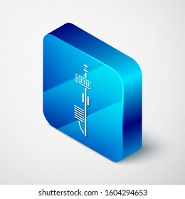 Isometric Standalone sensor icon isolated on white background. Blue square button. Vector Illustration