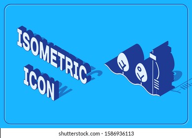 Isometric Standalone sensor and plant icon isolated on blue background.  Vector Illustration