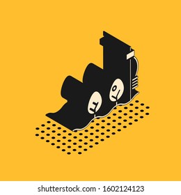 Isometric Standalone sensor and plant icon isolated on yellow background.  Vector Illustration