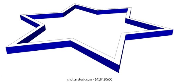 Isometric star of David isolated on white background, laying down side view. EPS10 vector illustration.