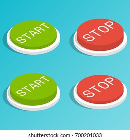 Isometric Start Stop Button Flat Vector