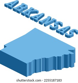 Isometric State of Arkansas with Name