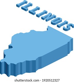 Isometrischer Zustand von Illinois mit Namen