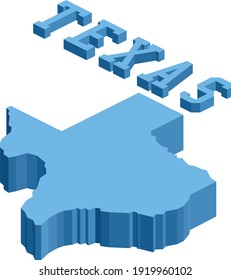 Isometric State of Texas With Name