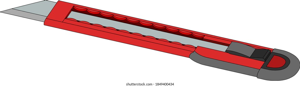 isometric stationery knife isolated on white background