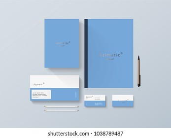 Isometric Stationery Mockup With Logo Template. Vector illustration.