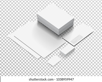 Isometric Stationery Mockup. Vector illustration.