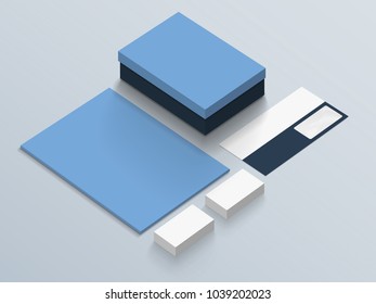 Isometric Stationery Mockup. Vector illustration.