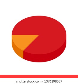 Isometric statistic circle vector icon, 15 percent chart symbol. Simple, flat design for web or mobile app