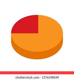 Isometric statistic circle vector icon, 75 percent chart symbol. Simple, flat design for web or mobile app
