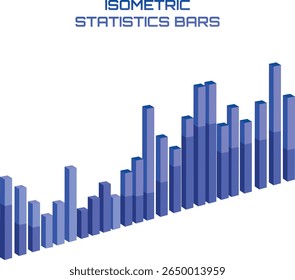 Isometric statistics bars graphic element. Bar graph icon in isometric view. Business charts, data graphics, statistics diagram, analysis growth progress. Purple Vector illustration