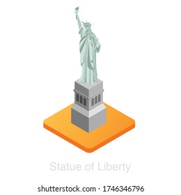 Isometric Statue of Liberty, vector icon.