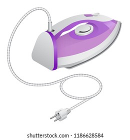 Isometric steam iron isolated on white background. Ironing of clothes, home appliance. Vector illustration.