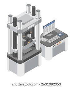 Mit einem Computer verbundene Prüfmaschine aus Isometriestahl zur Analyse der Zug- und Druckfestigkeit von Metallproben in industriellen Qualitätskontrollprozessen