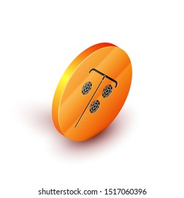Isometric Stick for chips icon isolated on white background. Casino gambling. Orange circle button. Vector Illustration